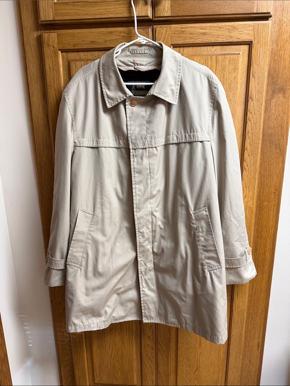 Vintage Towne by London Fog Trench Coat Men's 46R Fur Lined Tan
